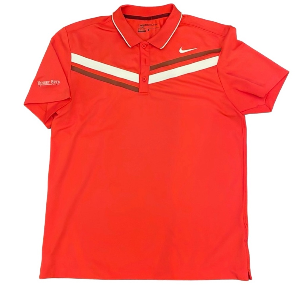 NIKE GOLF Performance Red Moisture Wicking Stripe Size Large - Picture 1 of 5